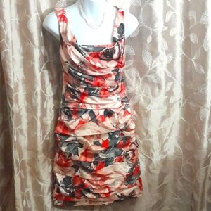 Homecoming Dress.   Express Red and Navy Blue Floral Print Party Dress
